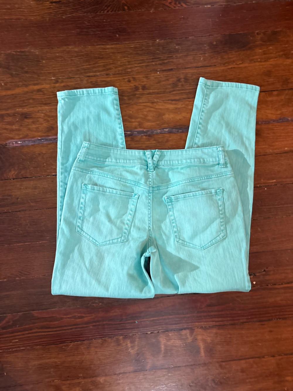 Chicos platinum skimmer teal blue straight leg pants size 2 - Picture 4 of 4